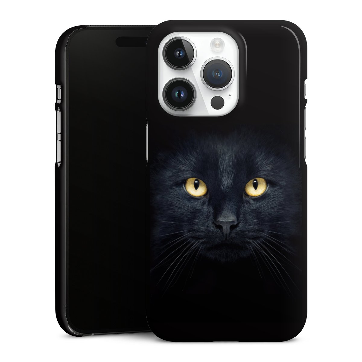 iPhone 14 Pro Handy Premium Case Smartphone Handyhülle Schutzhülle glänzend Eye Cat Black Premium Case