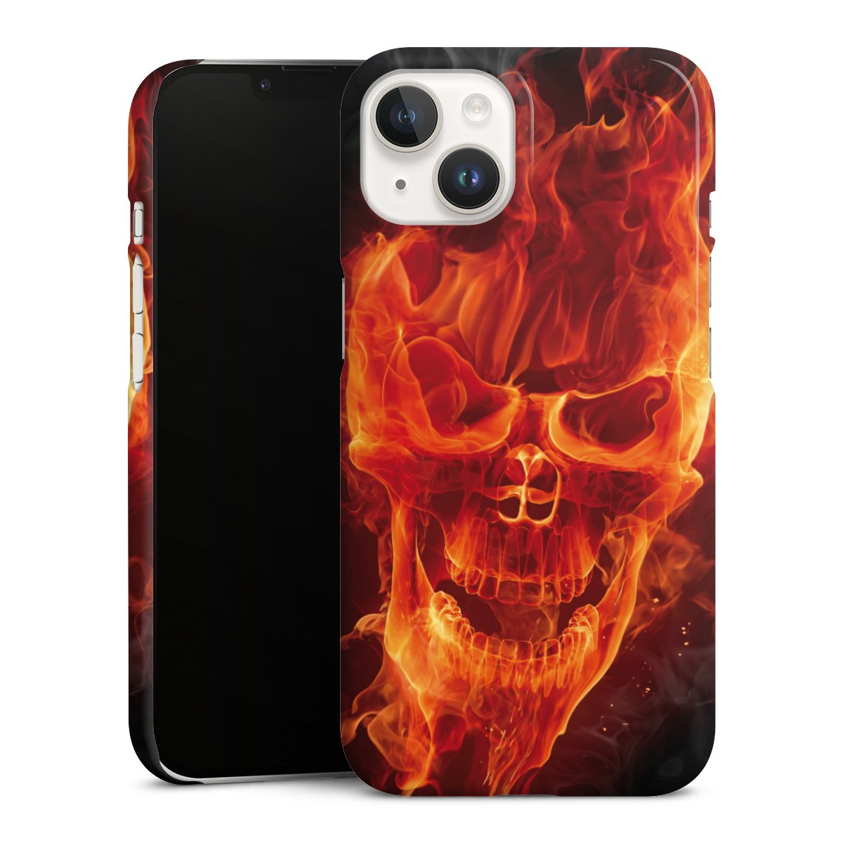 iPhone 14 Handy Premium Case Smartphone Handyhülle Schutzhülle glänzend Totenkopf Skull Fire Premium Case