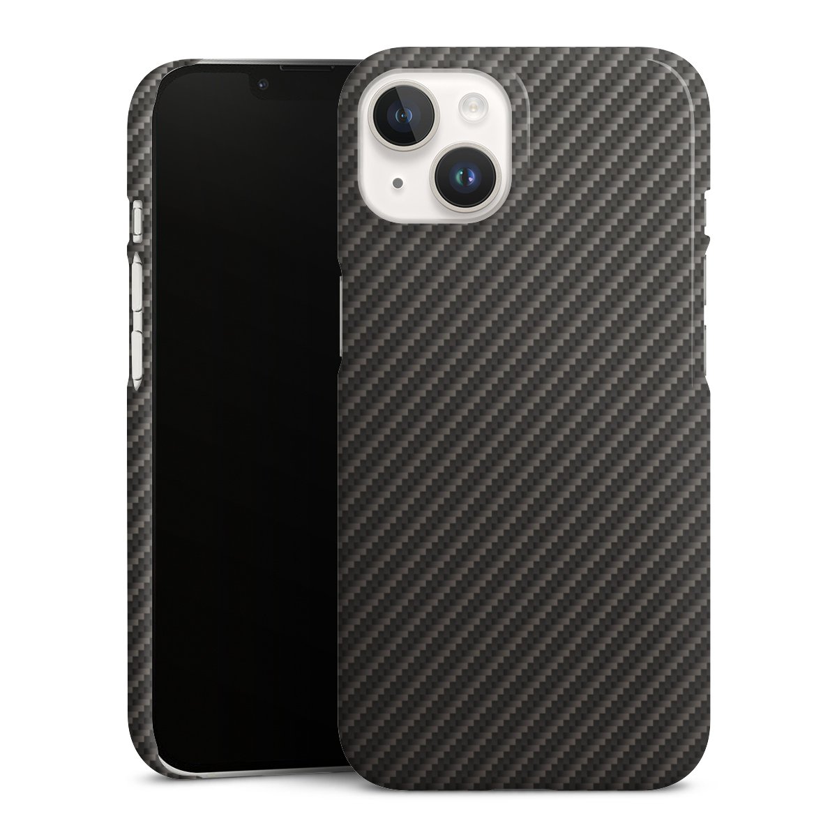 iPhone 14 Handy Premium Case Smartphone Handyhülle Schutzhülle glänzend Metallic Look Carbon Muster Premium Case