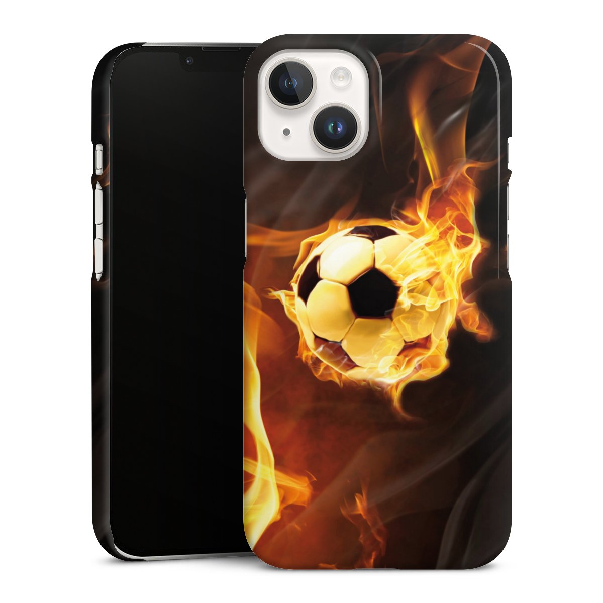 iPhone 14 Handy Premium Case Smartphone Handyhülle Schutzhülle glänzend Ball Fire Soccer Premium Case