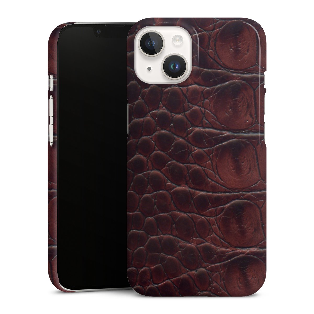 iPhone 14 Handy Premium Case Smartphone Handyhülle Schutzhülle glänzend Crocodile Animal Print Leather Premium Case