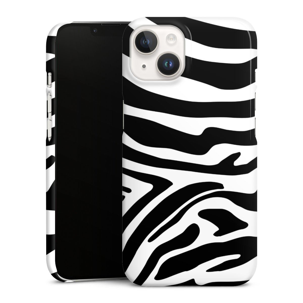 iPhone 14 Handy Premium Case Smartphone Handyhülle Schutzhülle glänzend Zebra Animal Look Animal Print Premium Case