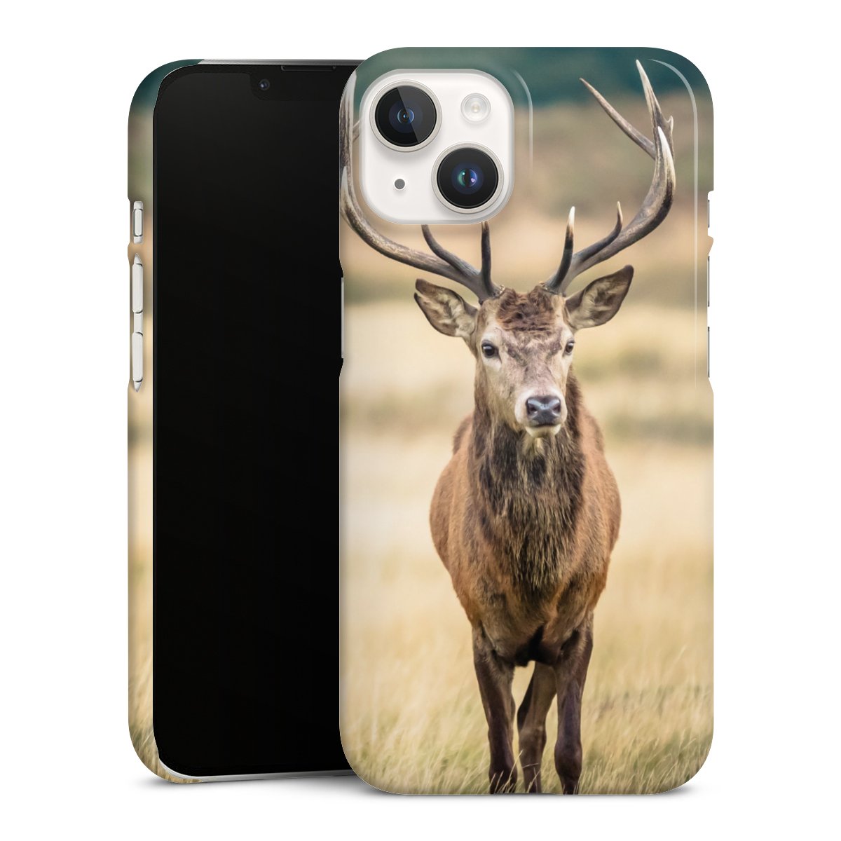 iPhone 14 Handy Premium Case Smartphone Handyhülle Schutzhülle glänzend Deer Meadow Forrest Premium Case