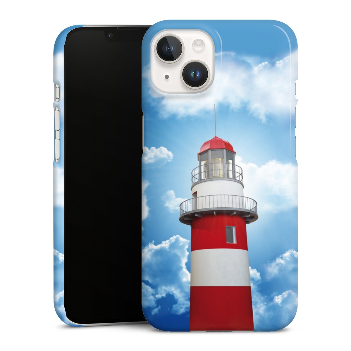 iPhone 14 Handy Premium Case Smartphone Handyhülle Schutzhülle glänzend Lighthouse Sky Cloud Premium Case