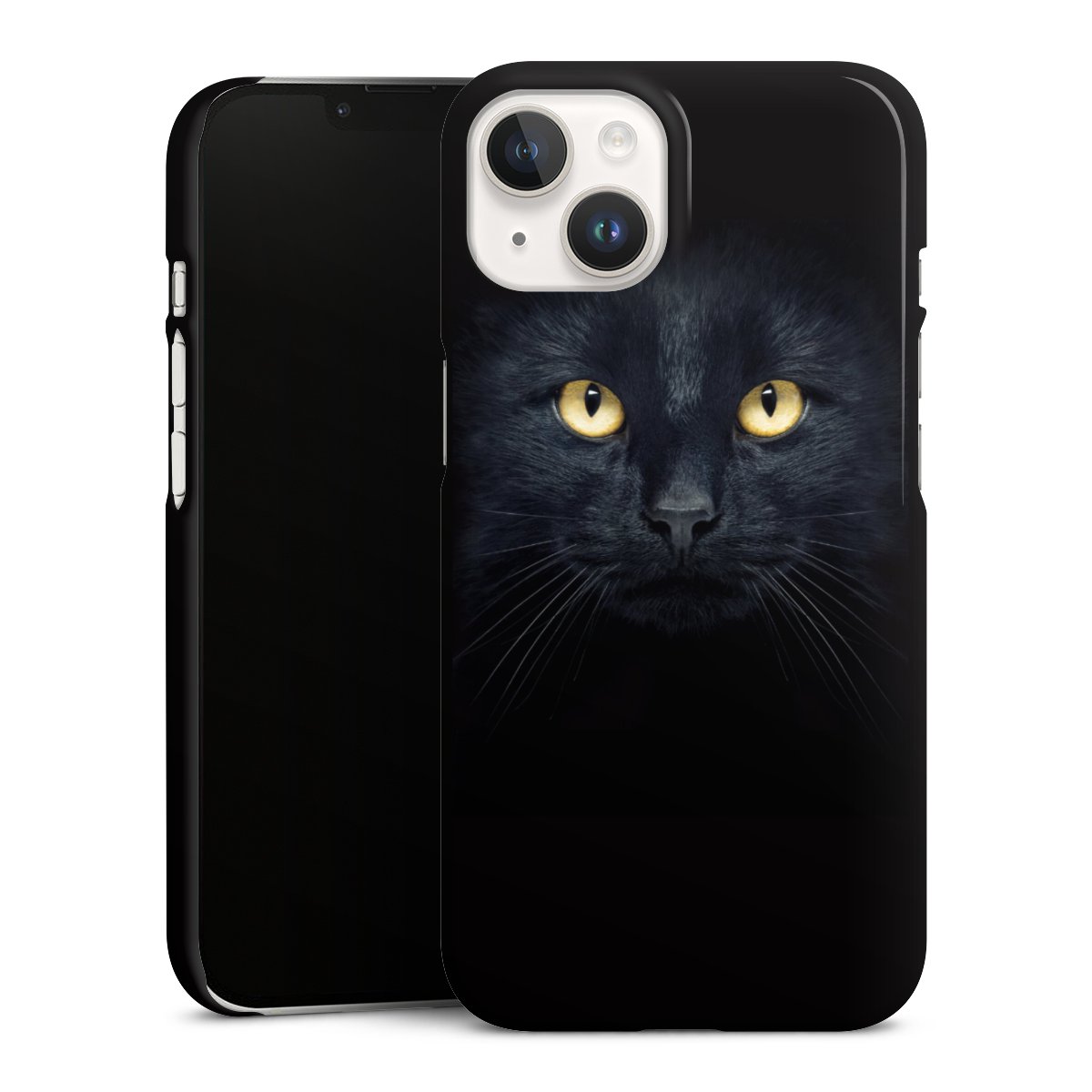 iPhone 14 Handy Premium Case Smartphone Handyhülle Schutzhülle glänzend Eye Cat Black Premium Case