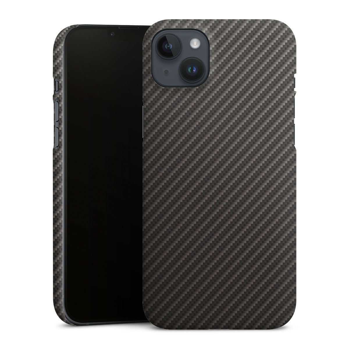 iPhone 14 Plus Handy Premium Case Smartphone Handyhülle Schutzhülle matt Metallic Look Carbon Muster Premium Case