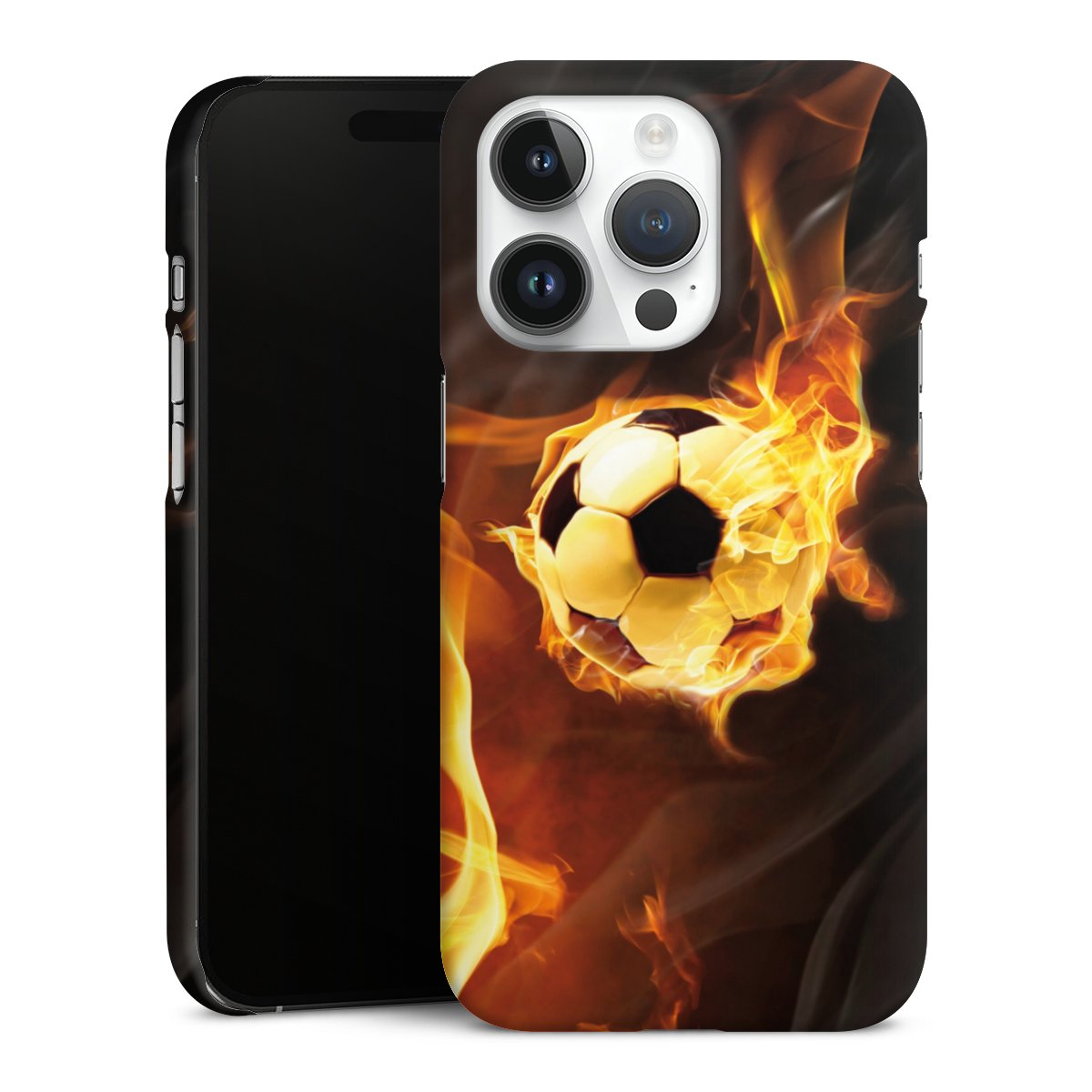 iPhone 14 Pro Handy Premium Case Smartphone Handyhülle Schutzhülle matt Ball Fire Soccer Premium Case