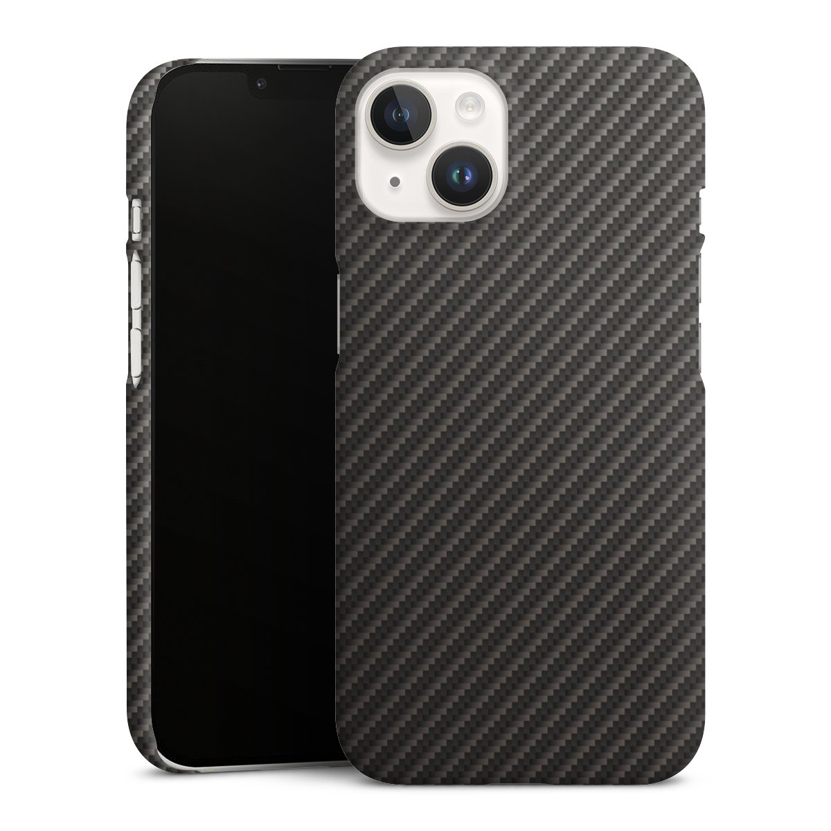 iPhone 14 Handy Premium Case Smartphone Handyhülle Schutzhülle matt Metallic Look Carbon Muster Premium Case