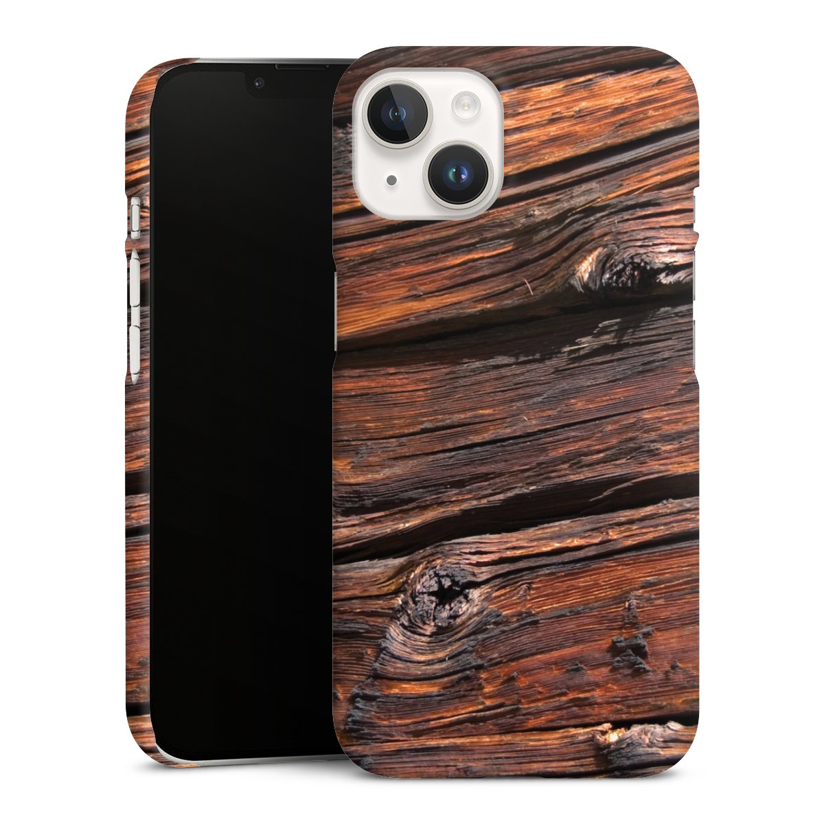 iPhone 14 Handy Premium Case Smartphone Handyhülle Schutzhülle matt Beams Wooden Look Wood Premium Case