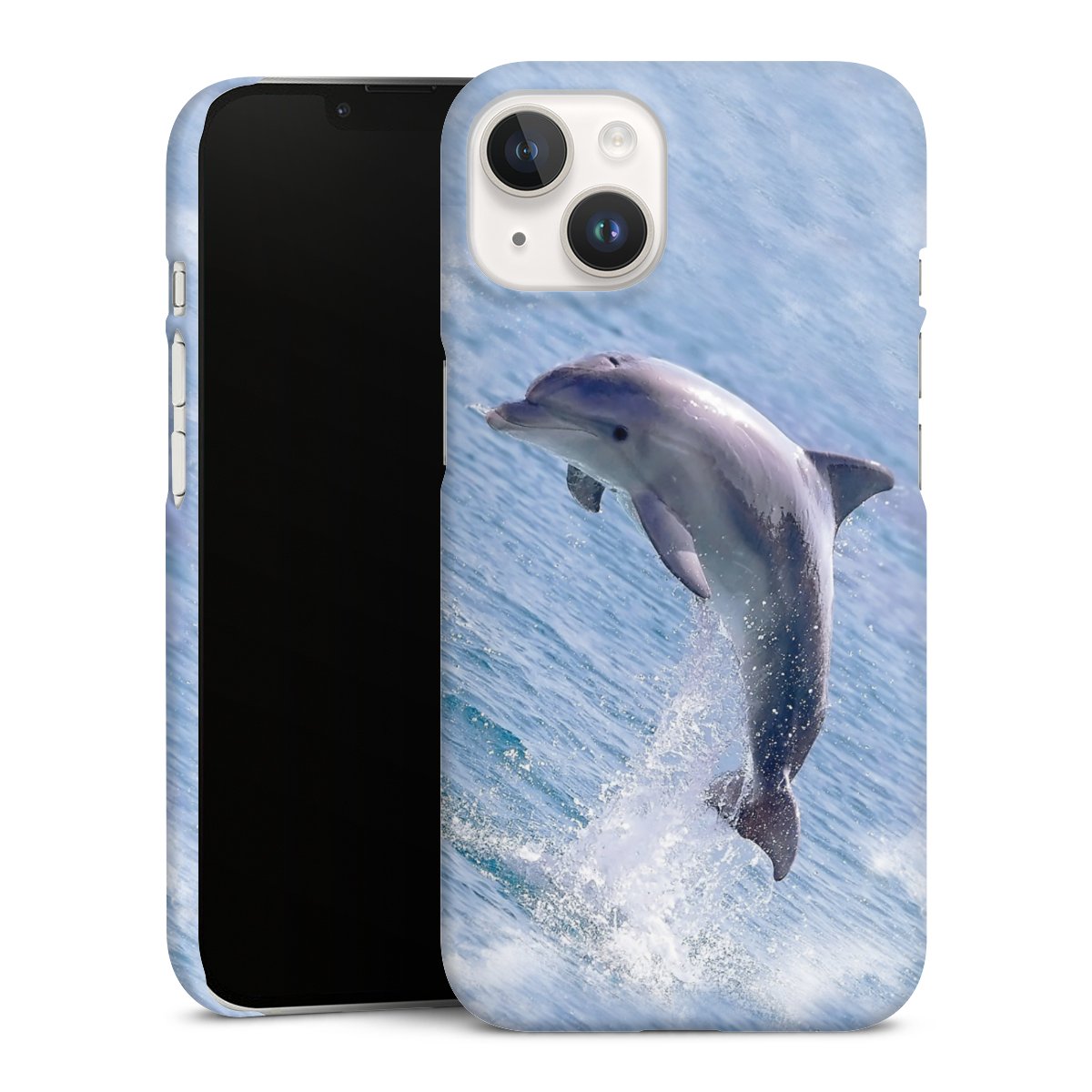 iPhone 14 Handy Premium Case Smartphone Handyhülle Schutzhülle matt Dolphin Ocean Wale Premium Case