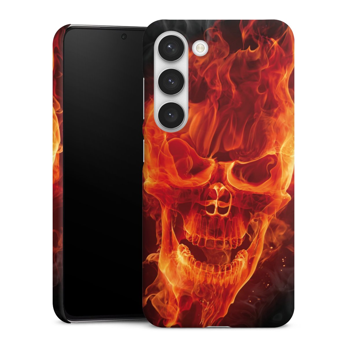 Galaxy S23 Handy Premium Case Smartphone Handyhülle Schutzhülle matt Totenkopf Skull Fire Premium Case