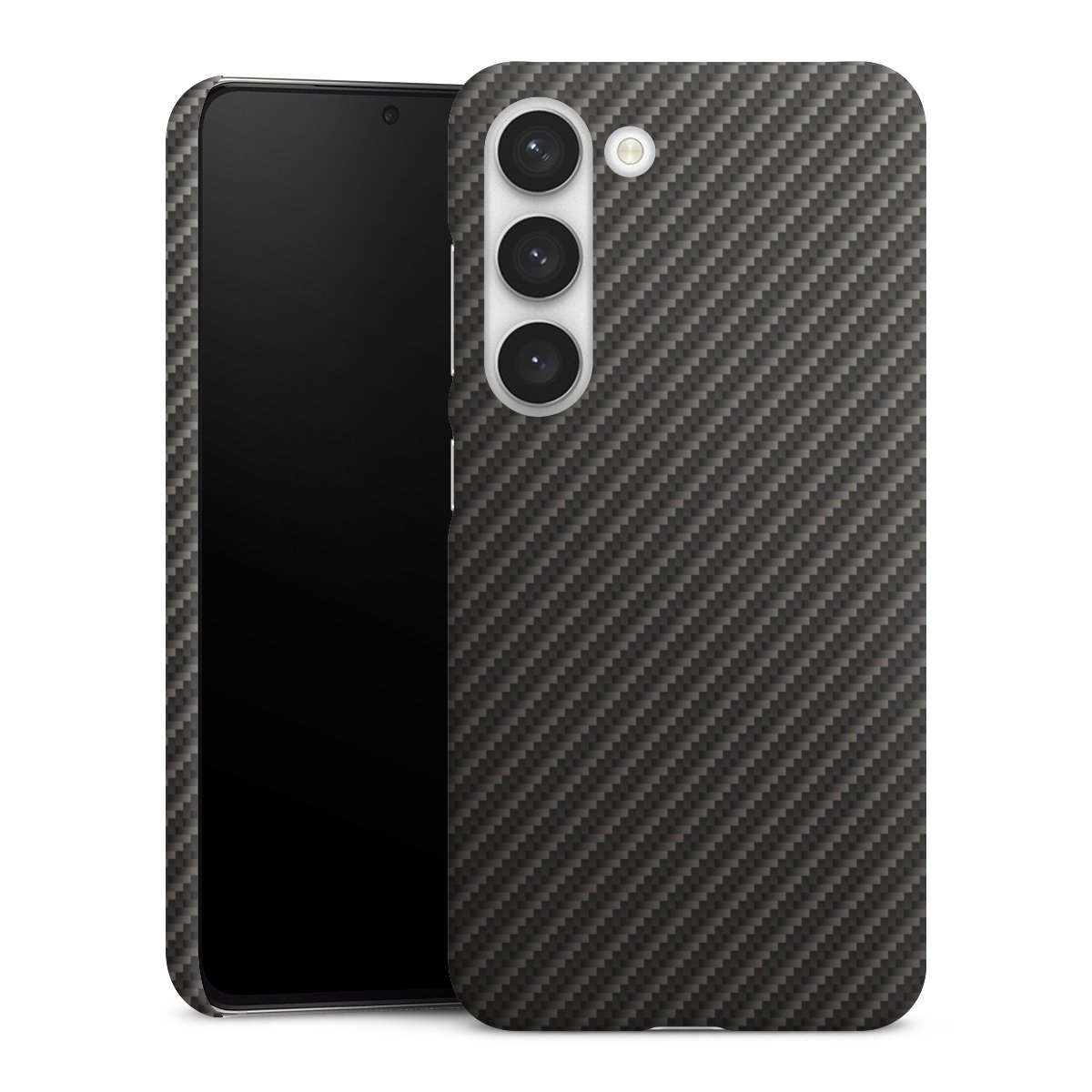 Galaxy S23 Handy Premium Case Smartphone Handyhülle Schutzhülle matt Metallic Look Carbon Muster Premium Case