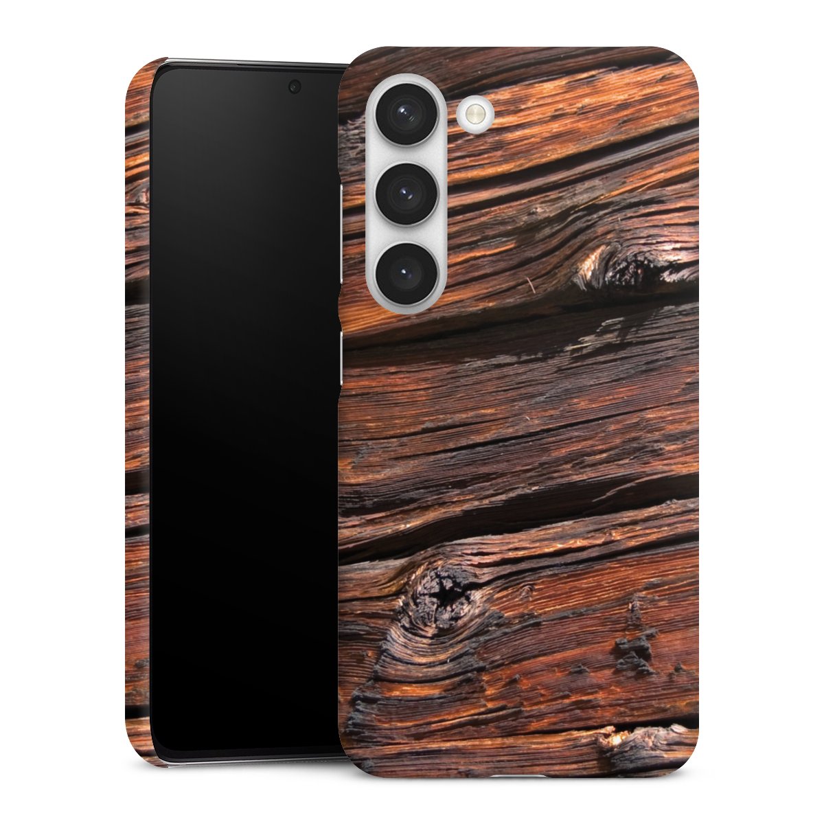 Galaxy S23 Handy Premium Case Smartphone Handyhülle Schutzhülle matt Beams Wooden Look Wood Premium Case