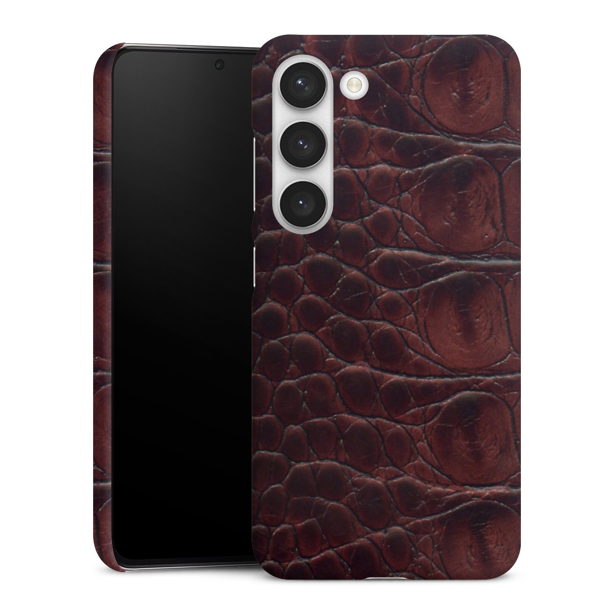 Galaxy S23 Handy Premium Case Smartphone Handyhülle Schutzhülle matt Crocodile Animal Print Leather Premium Case