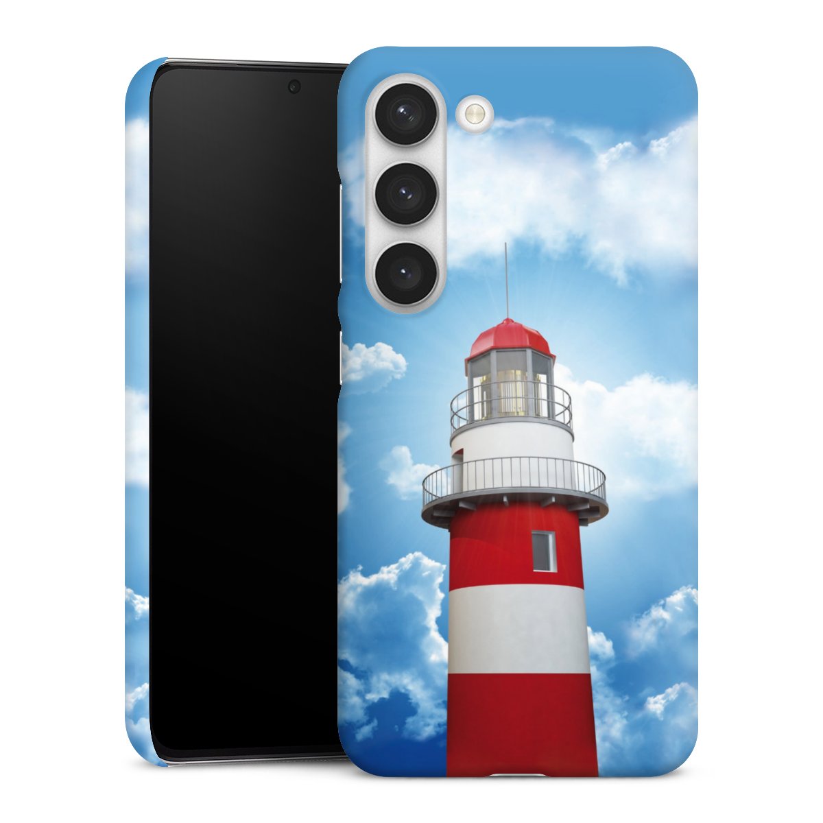 Galaxy S23 Handy Premium Case Smartphone Handyhülle Schutzhülle matt Lighthouse Sky Cloud Premium Case