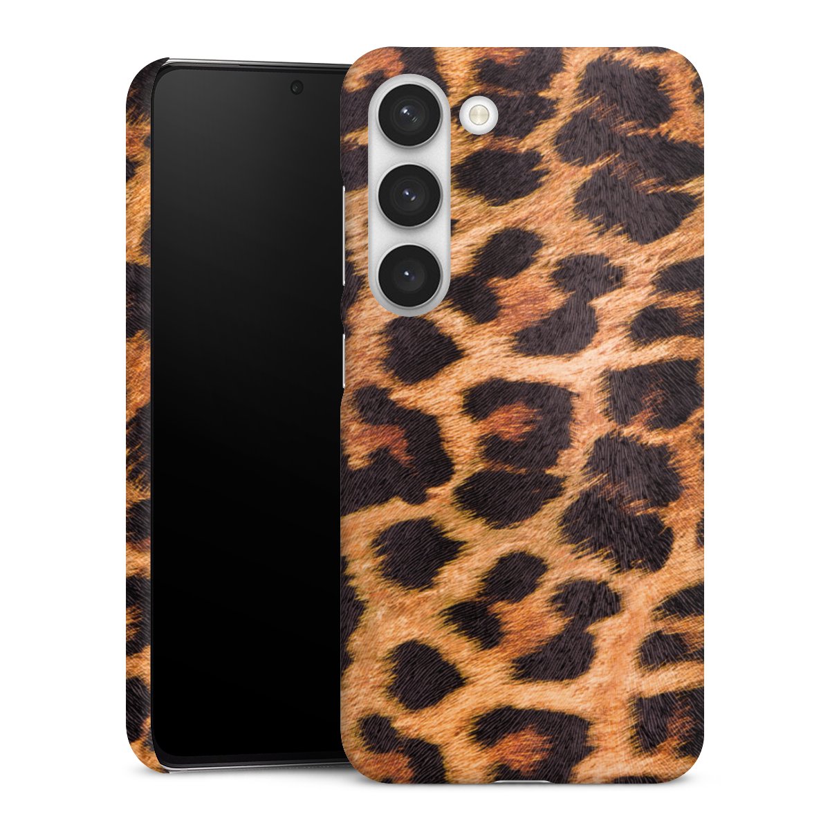 Galaxy S23 Handy Premium Case Smartphone Handyhülle Schutzhülle matt Animal Print Leopard Fur Premium Case