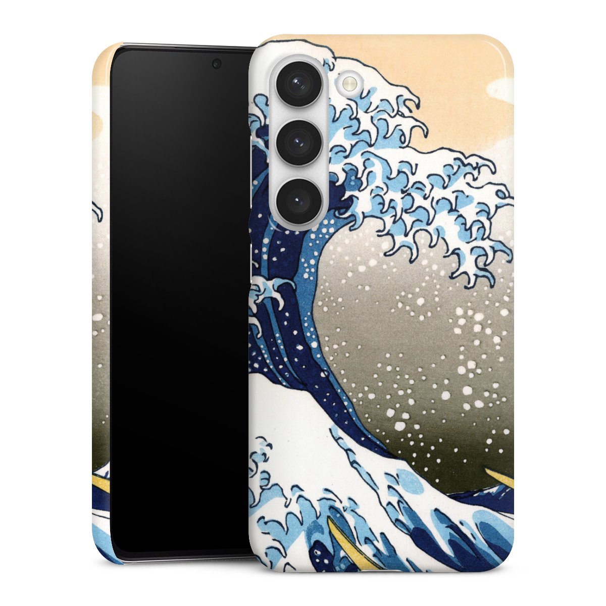 Galaxy S23 Handy Premium Case Smartphone Handyhülle Schutzhülle glänzend Kunst Katsushika Hokusai Die Große Welle Vor Kanagawa Premium Case