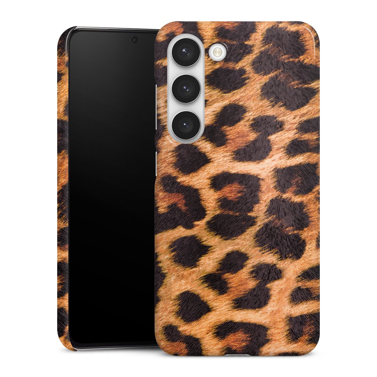 Galaxy S23 Handy Premium Case Smartphone Handyhülle Schutzhülle glänzend Animal Print Leopard Fur Premium Case