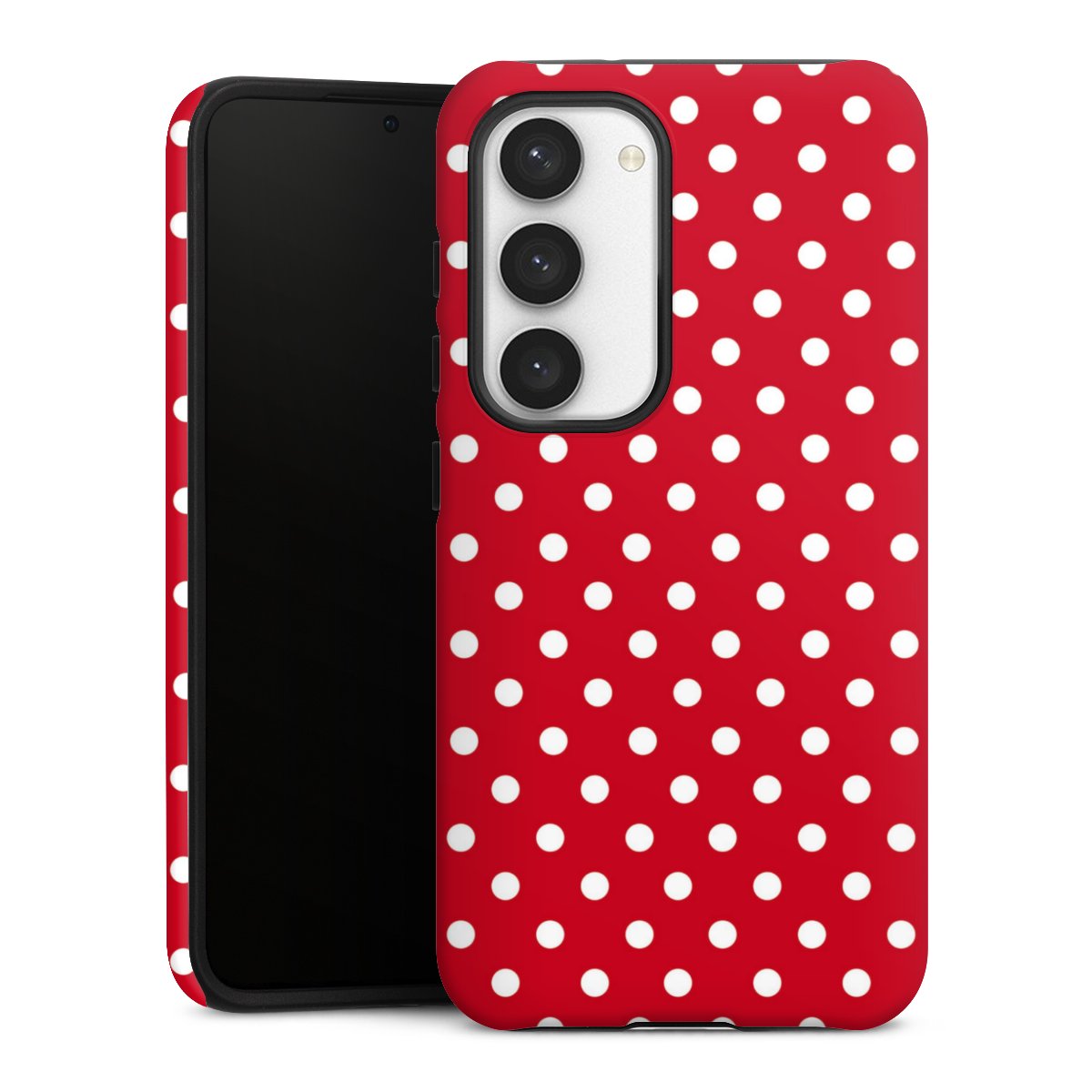 Galaxy S23 Handy Panzer Handyhülle robuste Outdoor Hülle Schutzhülle matt Points Polka Dots Retro Tough Case