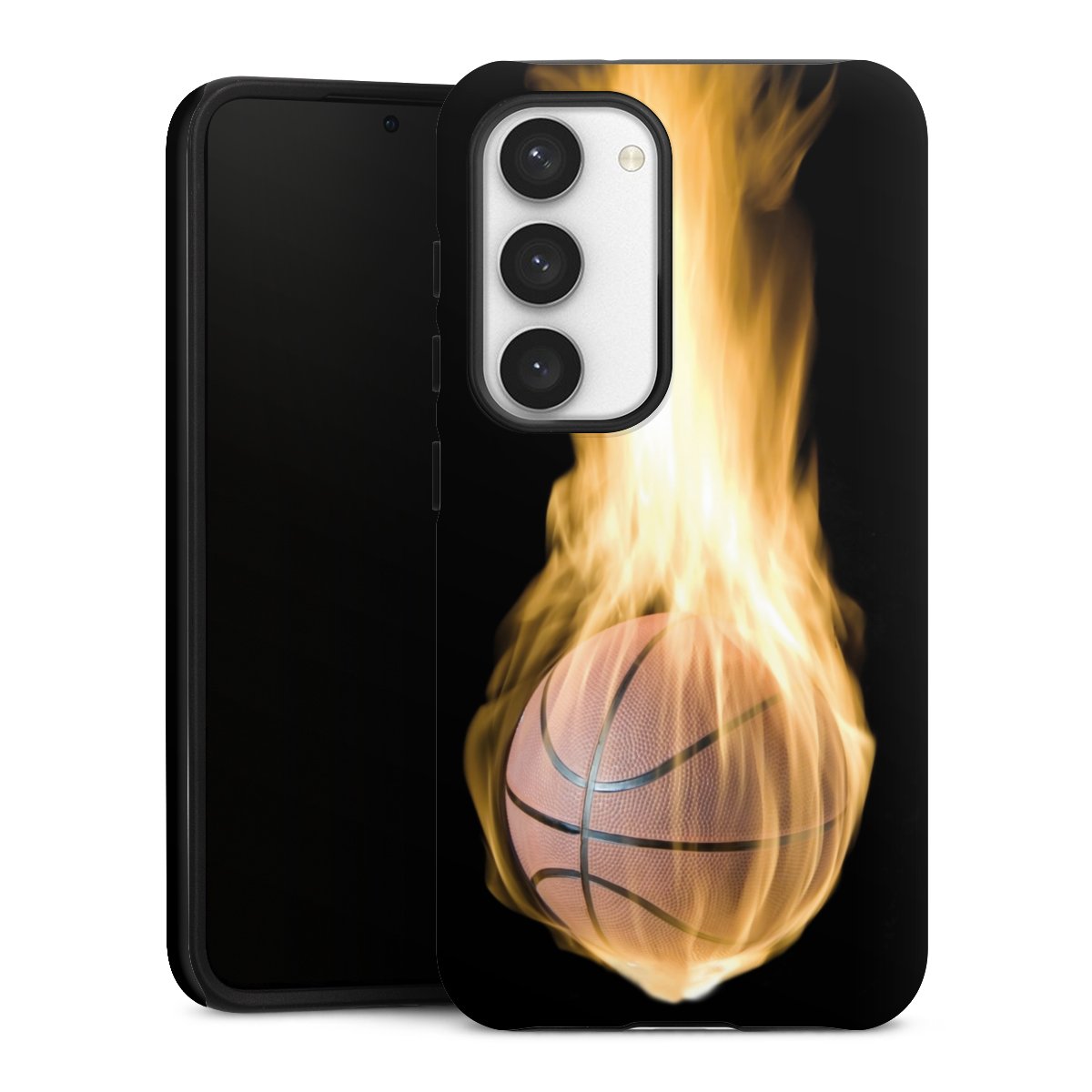 Galaxy S23 Handy Panzer Handyhülle robuste Outdoor Hülle Schutzhülle matt Basketball Sports Fire Tough Case