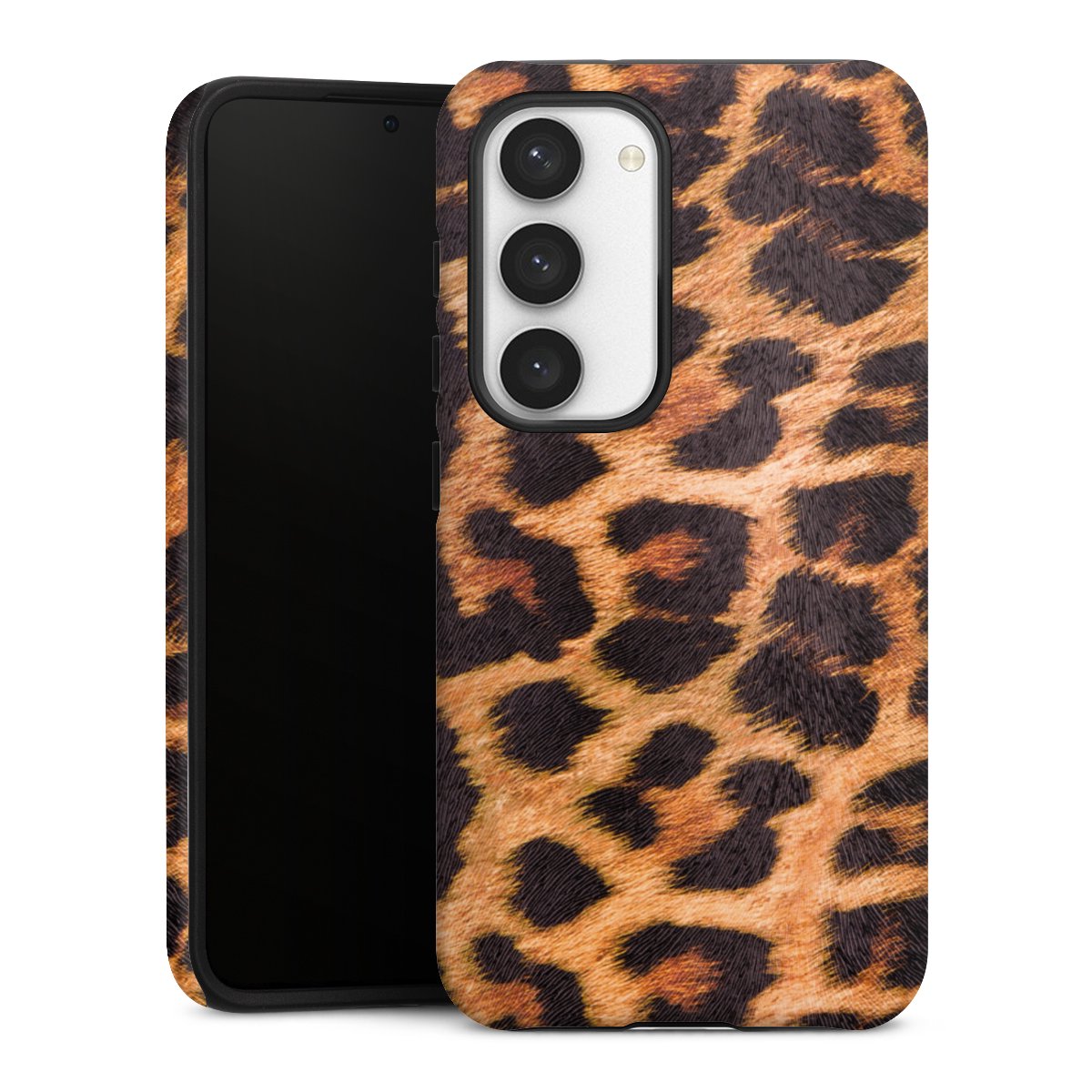 Galaxy S23 Handy Panzer Handyhülle robuste Outdoor Hülle Schutzhülle matt Animal Print Leopard Fur Tough Case