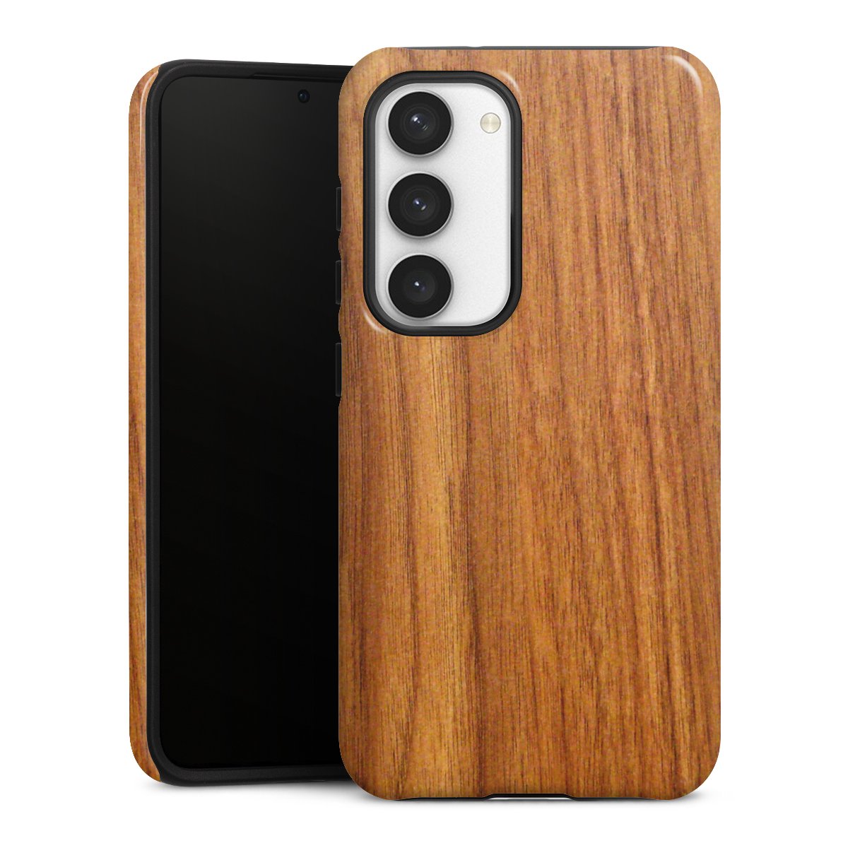 Galaxy S23 Handy Panzer Handyhülle robuste Outdoor Hülle Schutzhülle glänzend Wood Larch Wooden Look Tough Case