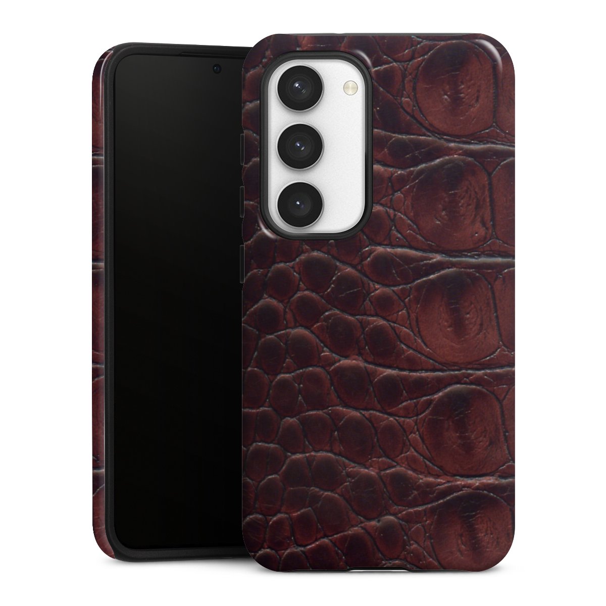 Galaxy S23 Handy Panzer Handyhülle robuste Outdoor Hülle Schutzhülle glänzend Crocodile Animal Print Leather Tough Case