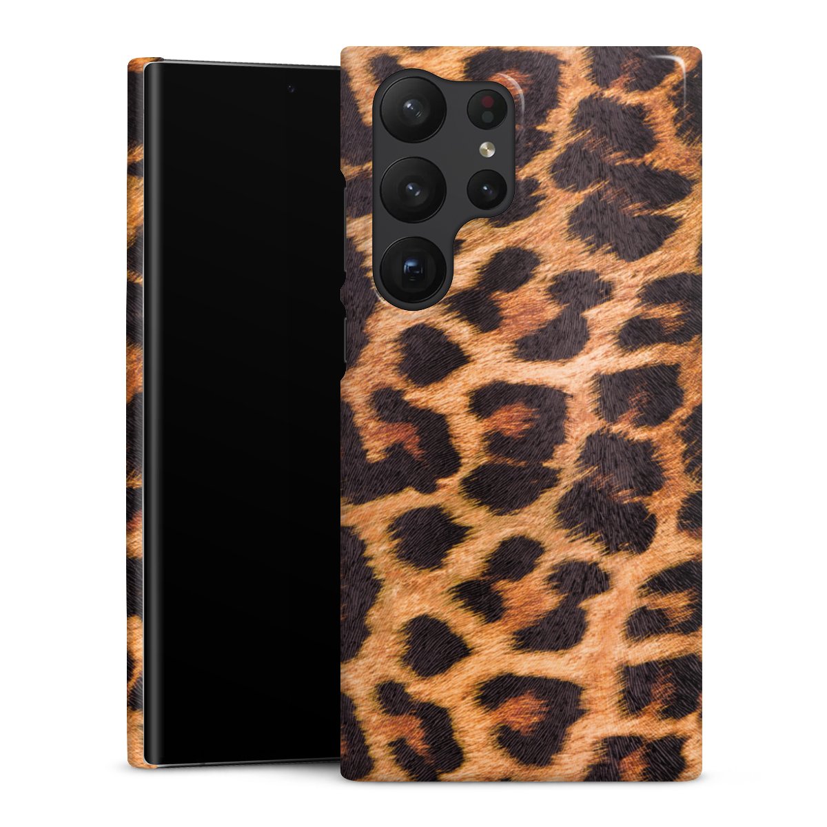 Galaxy S23 Ultra Handy Premium Case Smartphone Handyhülle Schutzhülle glänzend Animal Print Leopard Fur Premium Case