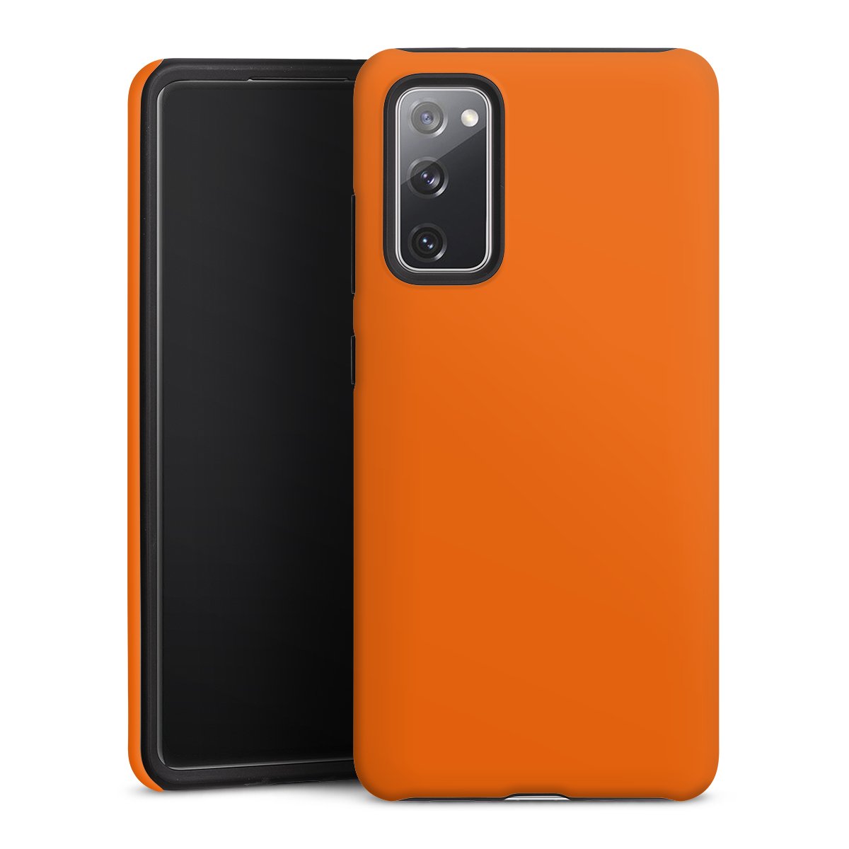 Galaxy S20 FE Handy Panzer Handyhülle robuste Outdoor Hülle Schutzhülle matt Orange Colour Unicoloured Tough Case