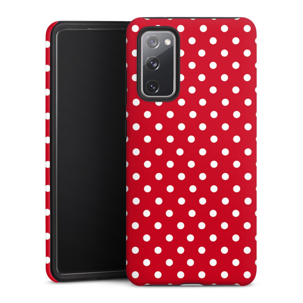 Galaxy S20 FE Handy Panzer Handyhülle robuste Outdoor Hülle Schutzhülle matt Points Polka Dots Retro Tough Case