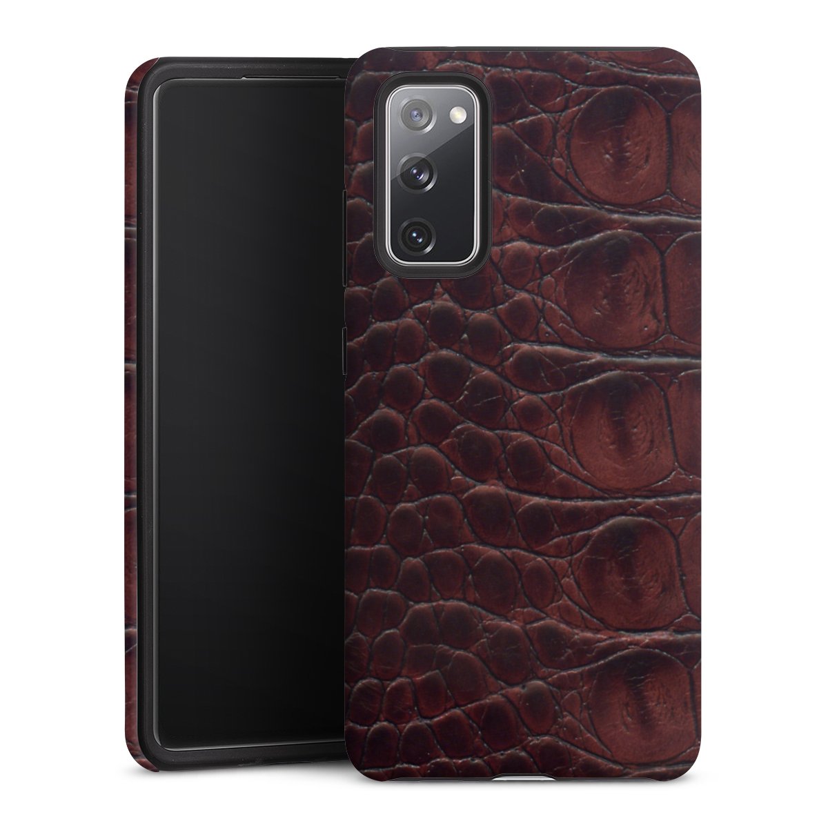 Galaxy S20 FE Handy Panzer Handyhülle robuste Outdoor Hülle Schutzhülle matt Crocodile Animal Print Leather Tough Case