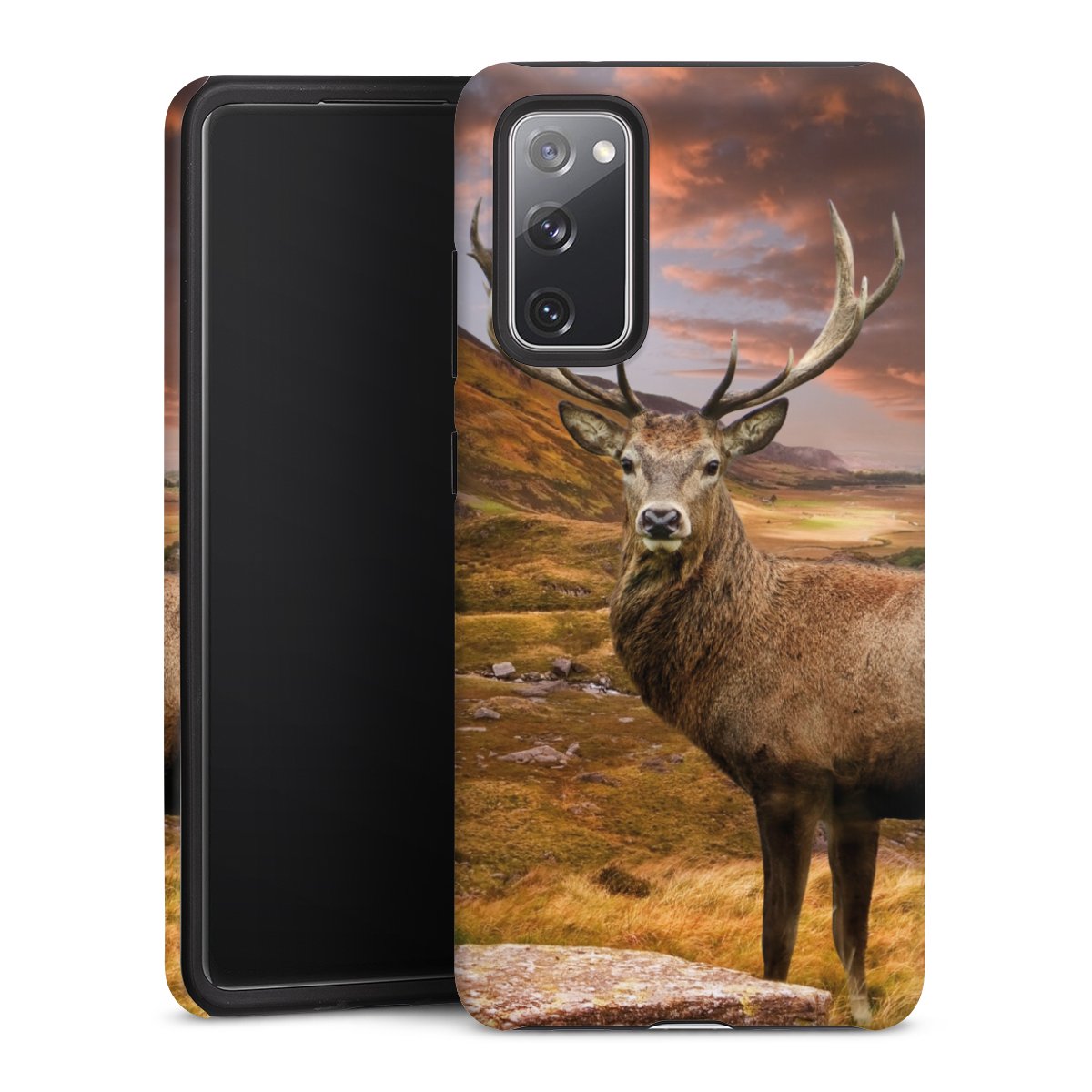 Galaxy S20 FE Handy Panzer Handyhülle robuste Outdoor Hülle Schutzhülle matt Meadow Mountain Deer Tough Case