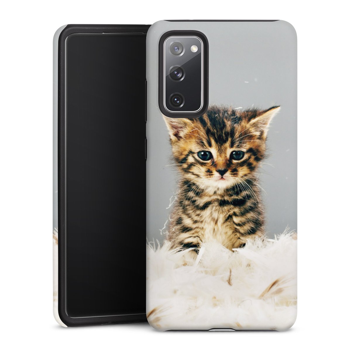 Galaxy S20 FE Handy Panzer Handyhülle robuste Outdoor Hülle Schutzhülle matt Cat Feather Pet Tough Case