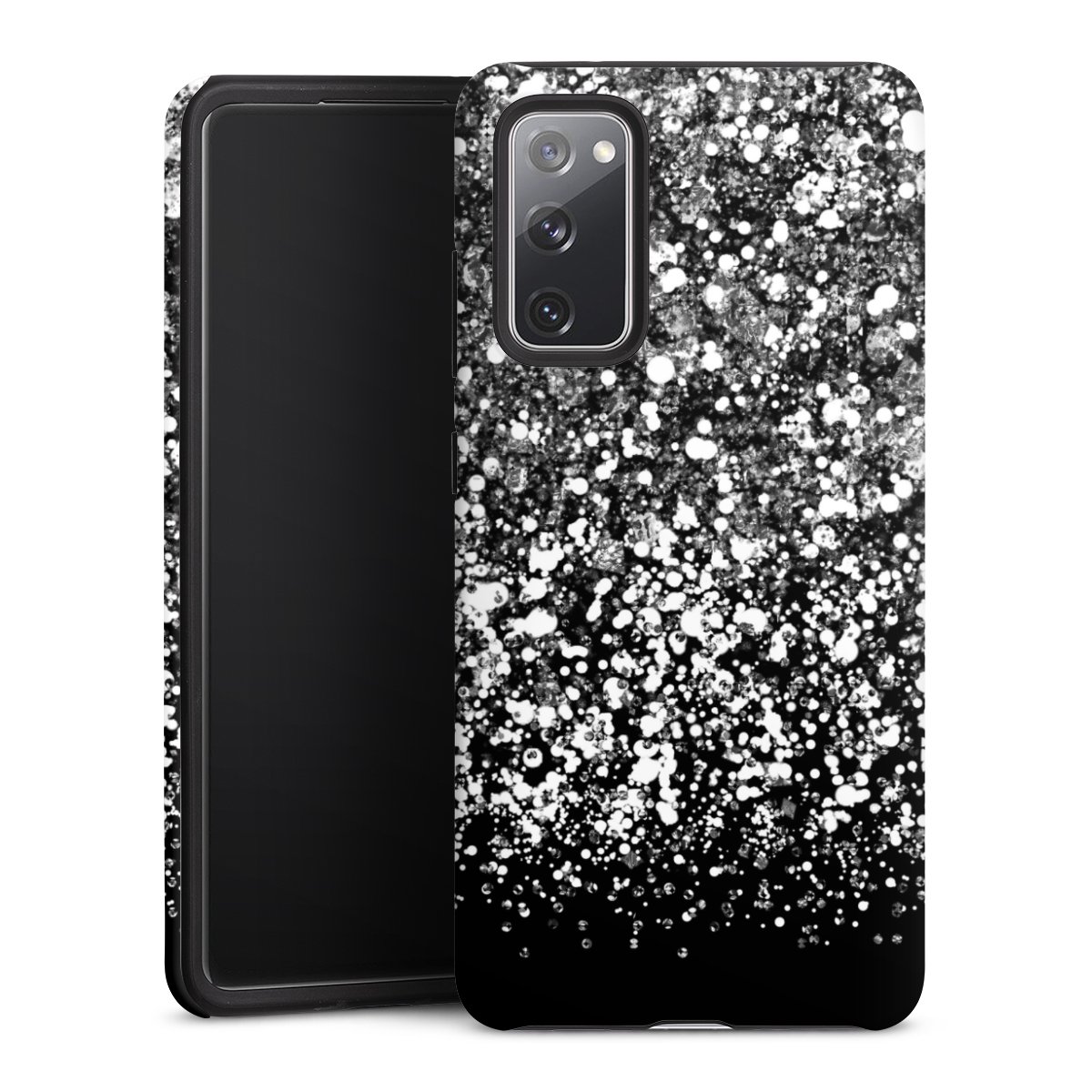 Galaxy S20 FE Handy Panzer Handyhülle robuste Outdoor Hülle Schutzhülle matt Glitzer Snowflake Muster Tough Case