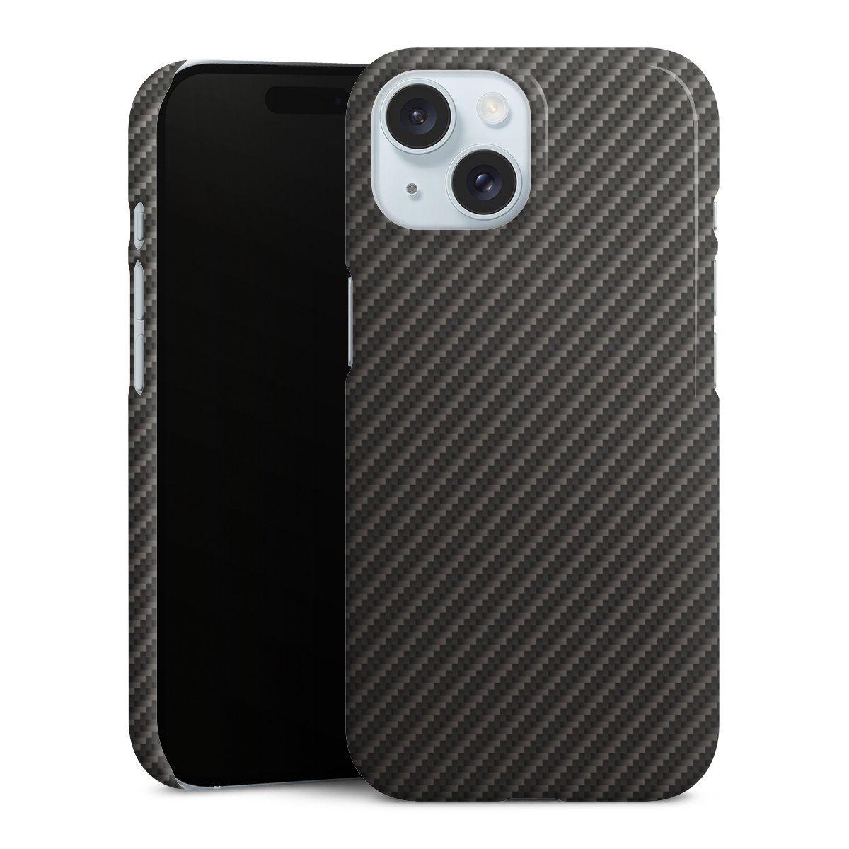 iPhone 15 Handy Premium Case Smartphone Handyhülle Schutzhülle glänzend Metallic Look Carbon Muster Premium Case