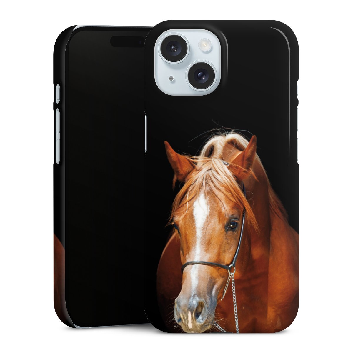 iPhone 15 Handy Premium Case Smartphone Handyhülle Schutzhülle glänzend Mare Horse Hobby Premium Case