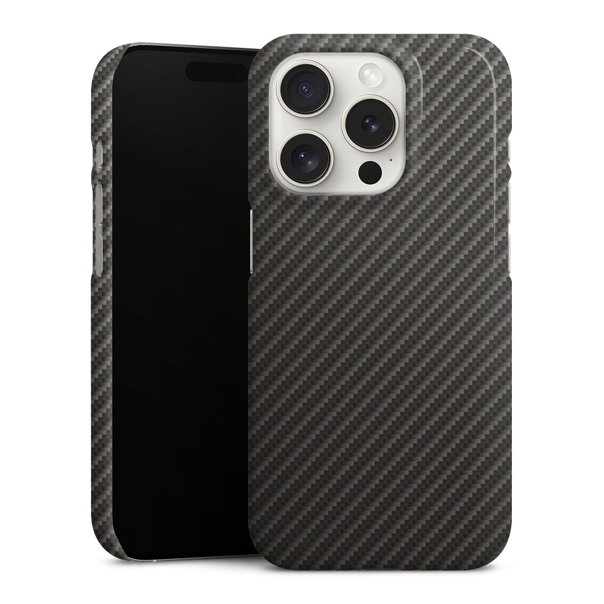 iPhone 15 Pro Handy Premium Case Smartphone Handyhülle Schutzhülle glänzend Metallic Look Carbon Muster Premium Case