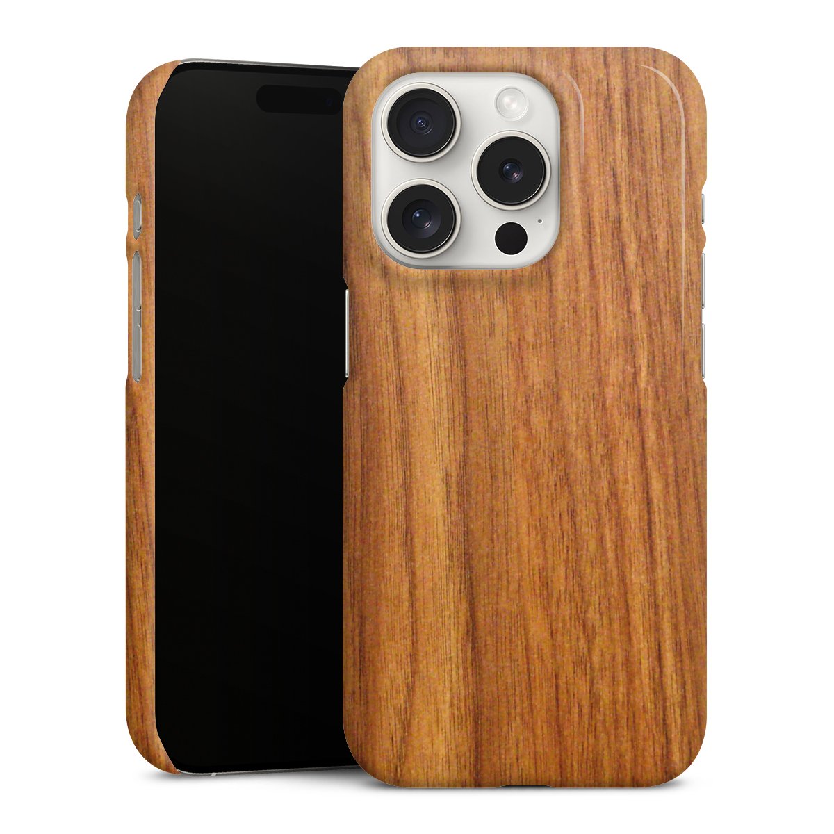 iPhone 15 Pro Handy Premium Case Smartphone Handyhülle Schutzhülle glänzend Wood Larch Wooden Look Premium Case