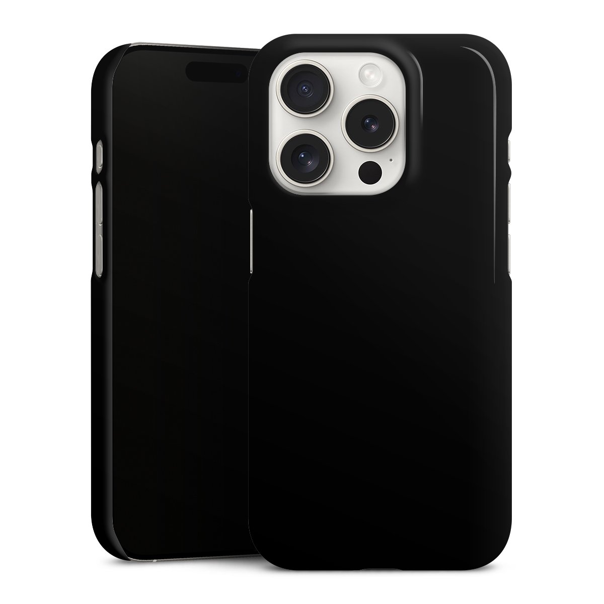 iPhone 15 Pro Handy Premium Case Smartphone Handyhülle Schutzhülle glänzend Black Colour Unicoloured Premium Case