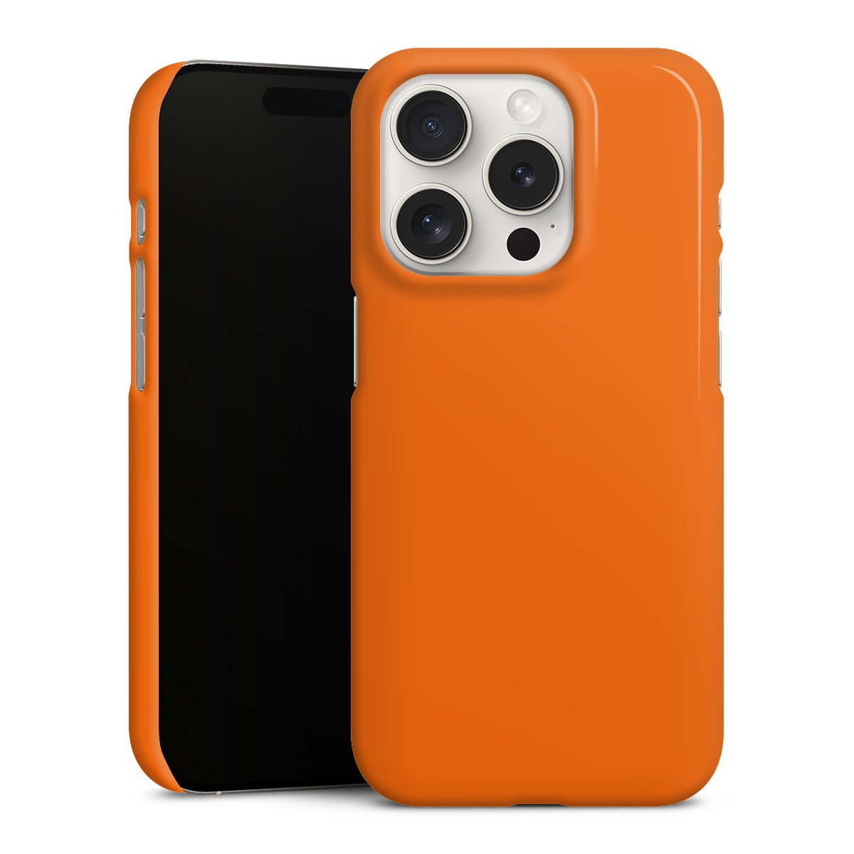 iPhone 15 Pro Handy Premium Case Smartphone Handyhülle Schutzhülle glänzend Orange Colour Unicoloured Premium Case