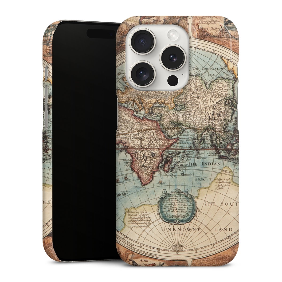 iPhone 15 Pro Handy Premium Case Smartphone Handyhülle Schutzhülle glänzend World Map Vintage Map Premium Case