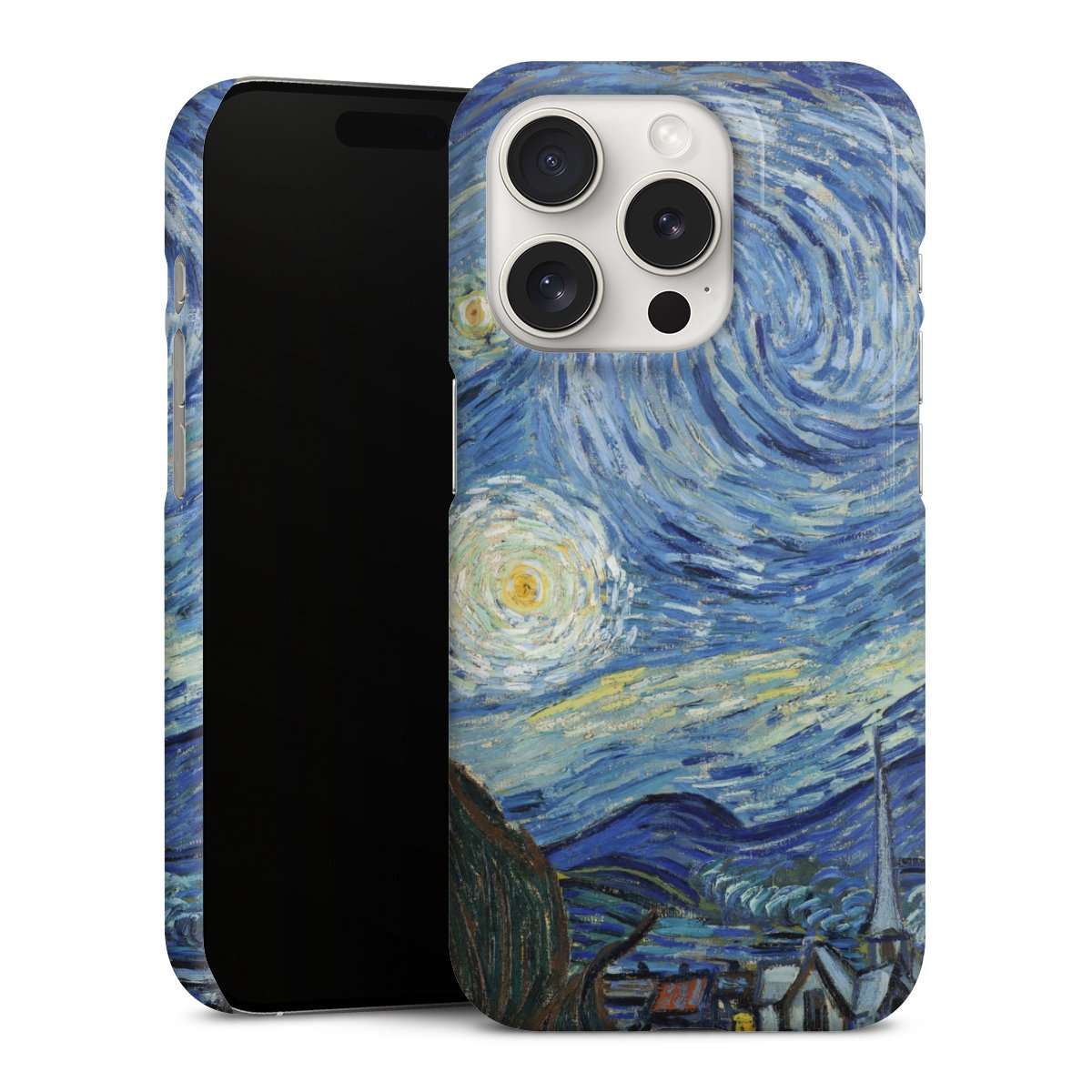 iPhone 15 Pro Handy Premium Case Smartphone Handyhülle Schutzhülle glänzend The Starry Night Kunst Vincent Van Gogh Premium Case