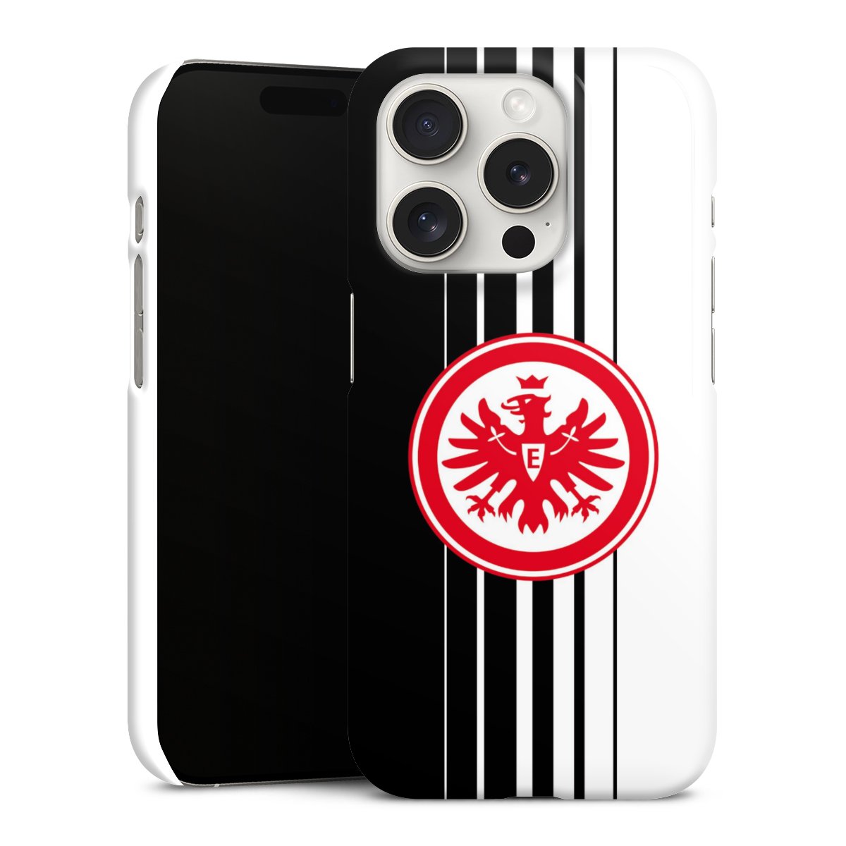 iPhone 15 Pro Handy Premium Case Smartphone Handyhülle Schutzhülle glänzend Stripes Eintracht Frankfurt Official Licensed Product Premium Case