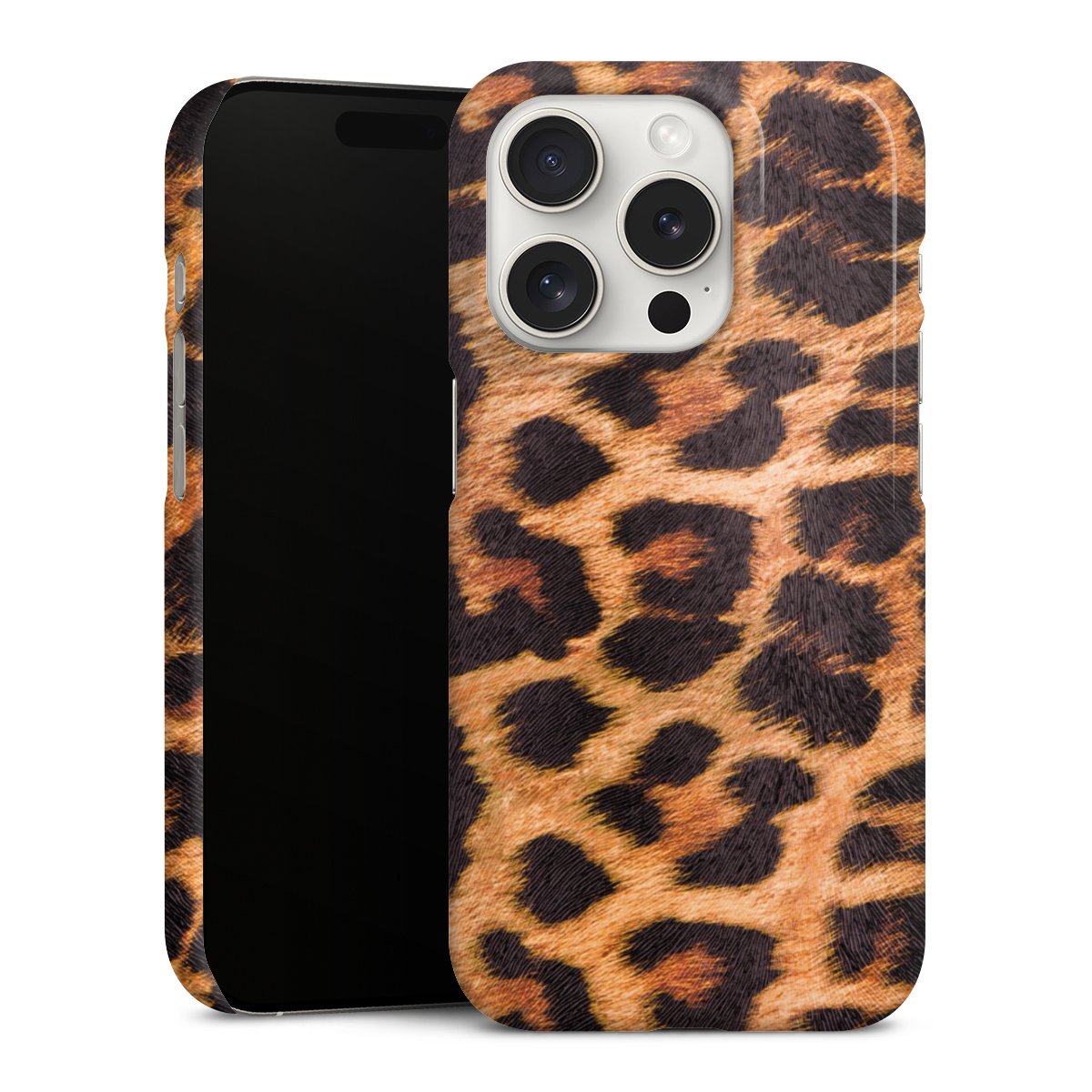 iPhone 15 Pro Handy Premium Case Smartphone Handyhülle Schutzhülle glänzend Animal Print Leopard Fur Premium Case