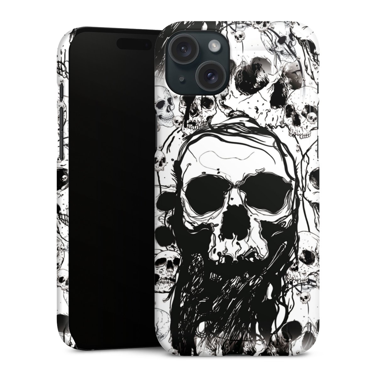 iPhone 15 Plus Handy Premium Case Smartphone Handyhülle Schutzhülle glänzend Totenkopf Halloween Premium Case