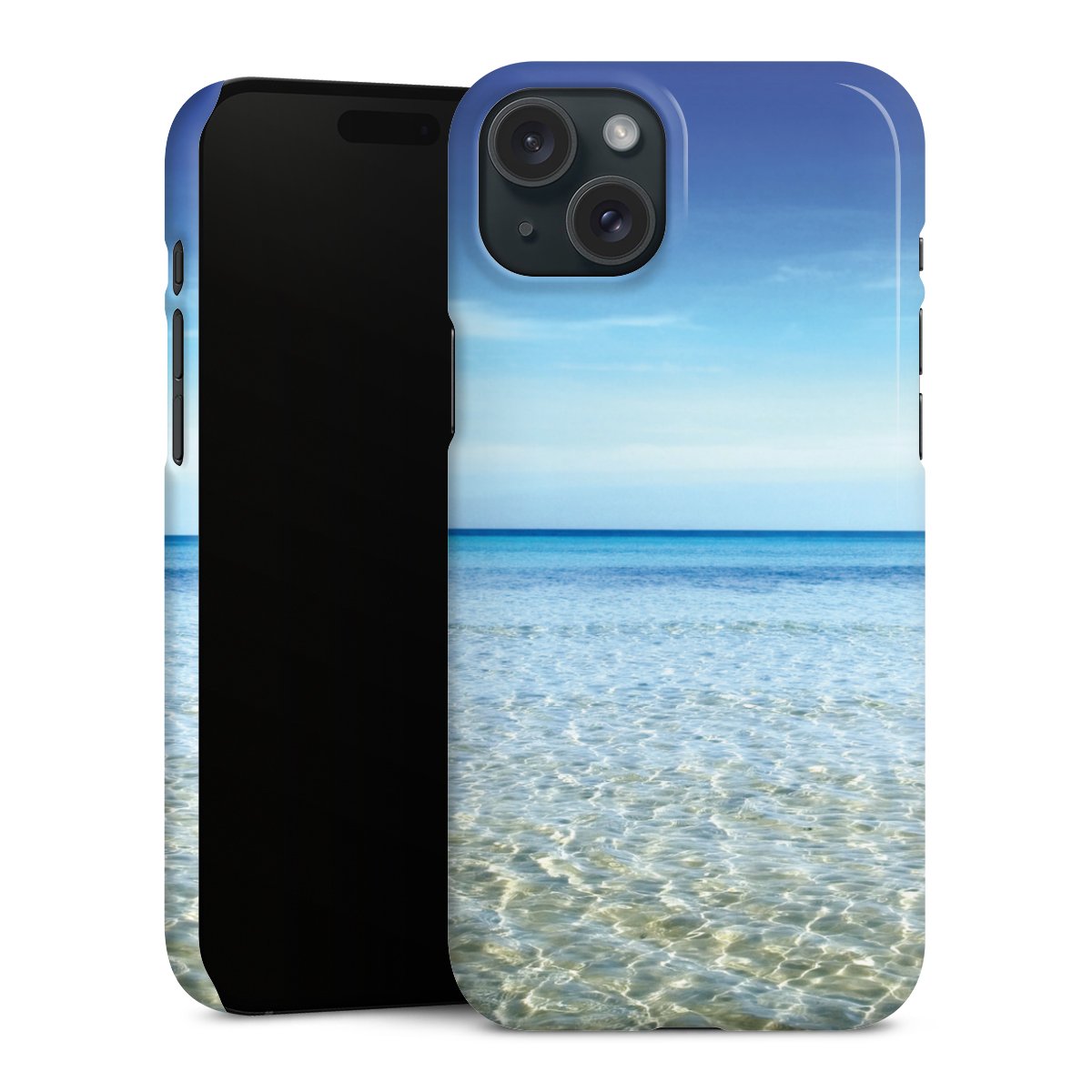 iPhone 15 Plus Handy Premium Case Smartphone Handyhülle Schutzhülle glänzend Urlaub Sky Ocean Premium Case