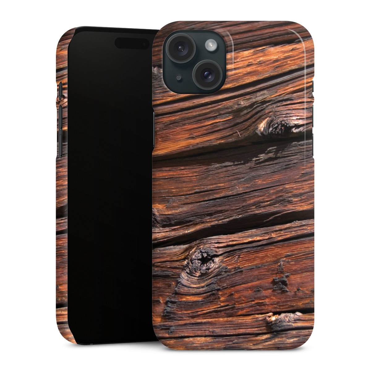 iPhone 15 Plus Handy Premium Case Smartphone Handyhülle Schutzhülle glänzend Beams Wooden Look Wood Premium Case