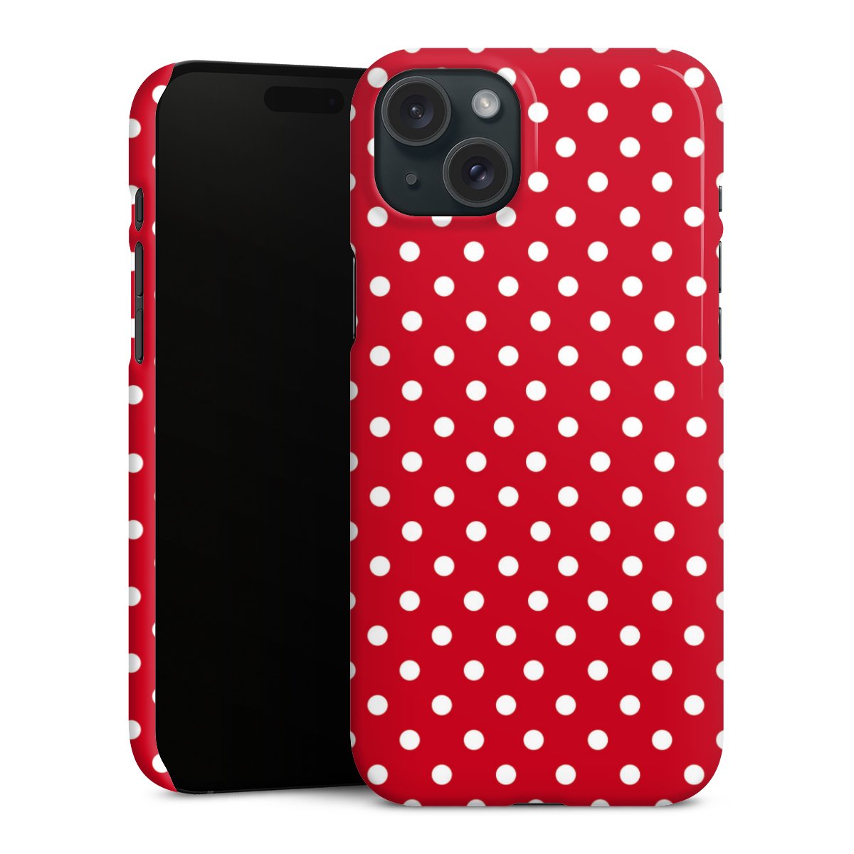 iPhone 15 Plus Handy Premium Case Smartphone Handyhülle Schutzhülle glänzend Points Polka Dots Retro Premium Case