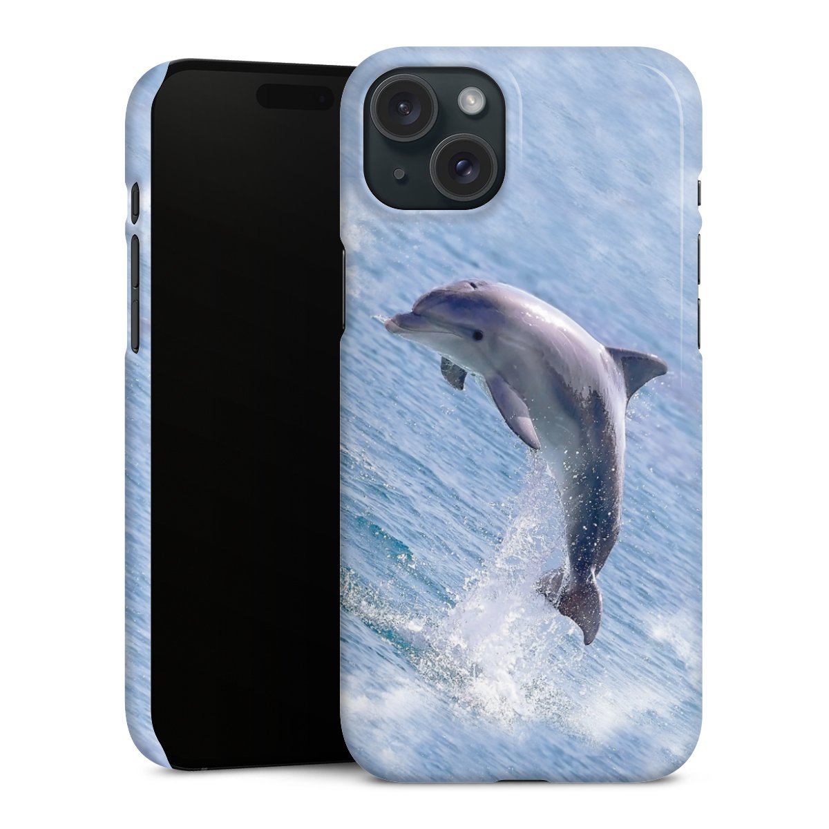 iPhone 15 Plus Handy Premium Case Smartphone Handyhülle Schutzhülle glänzend Dolphin Ocean Wale Premium Case