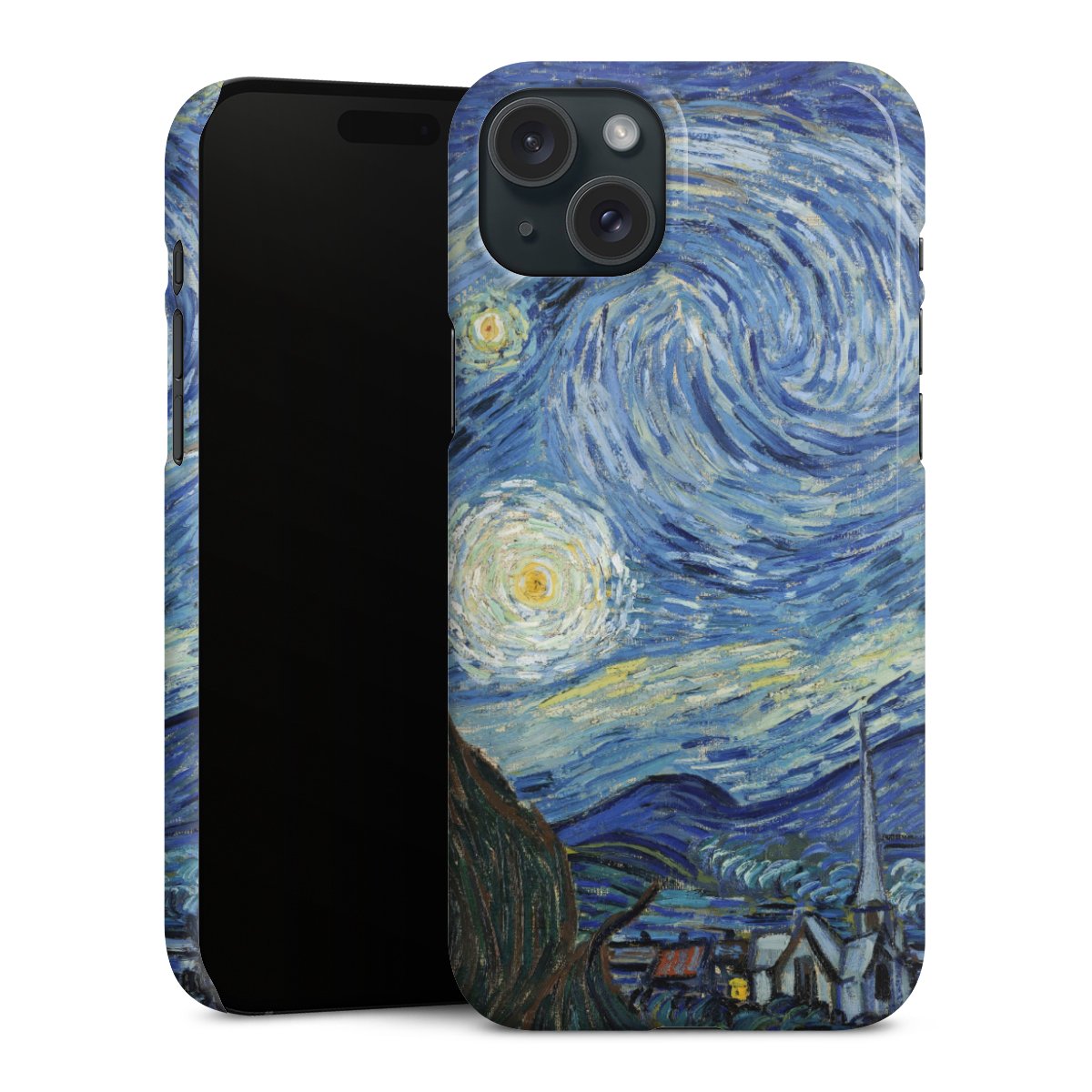 iPhone 15 Plus Handy Premium Case Smartphone Handyhülle Schutzhülle glänzend The Starry Night Kunst Vincent Van Gogh Premium Case